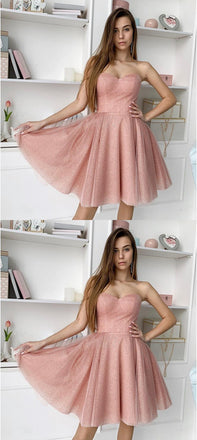 New Arrival Sweetheart Strapless Short Tulle Homecoming Dresses, HD0542