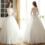 Vantage Off Shoulder Long Sleeve White Lace Wedding Dresses, Lace Up Bridal Gown, WD0009