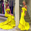 Yellow Off Shoulder Mermaid Sweetheart Party Cocktail Evening Long Prom Dresses Online,PD0162