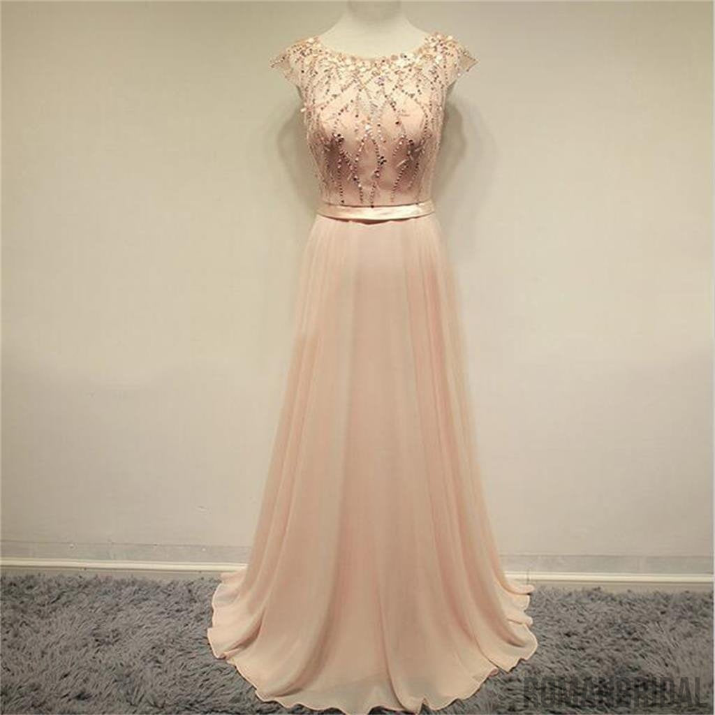 Chiffon Cap Sleeves Cheap  Lovely Party Cocktail Evening Long Prom Dresses Online,PD0194