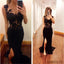 Black Long Sexy Mermaid Side Slit Backless  Lace Prom Dresses,PD0031