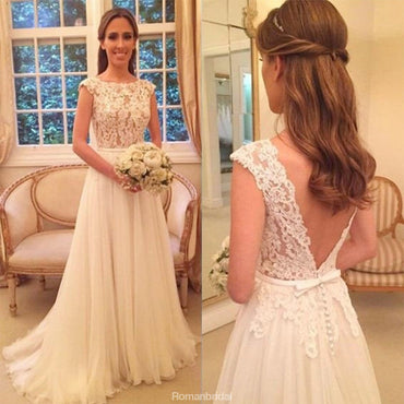 Hot selling Elegant Lace Top A Line Cap Sleeves Tulle Sexy Backless Bridesmaid Dresses, WD0343