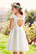A-line Scoop Neck Lace Open-back Cap Sleeves Flower Girl Dresses, FG0149