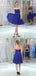 Strapless Sweetheart Simple Blue Chiffon Homecoming Dresses, HD0504