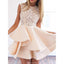 Amazing Scoop Neck Sleeveless Lace Appliques Homecoming Dresses With Ruffles, HD0420