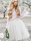 Two-pieces Lace Long Sleeves Short Tulle Homecoming Dresses, HD0511