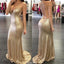 Hot selling Gold sequins Spaghetti Strap Sexy Deep V-neck Backless evening dresses, popular prom dresses,  PD0536