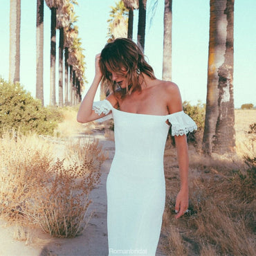 Newest  Elegant Sexy Off Shoulder Lace Simple Cheap Wedding Dress with train, WD0351