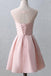 Round-Neck Pink Embroidery Cheap Open-back Sleeveless Homecoming Dresses, HD0368