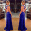 Blue Lace Mermaid See-through Back Most Popular Prom Dress, Formal Party Dress, NDPD0001