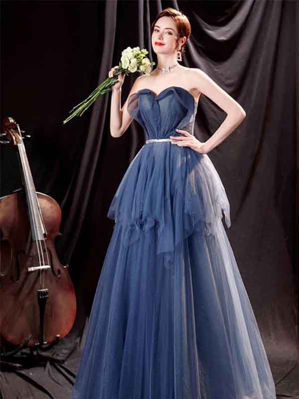 Elegant Sweetheart Tulle Long Prom Dresses WGP212