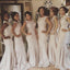 White long bridesmaid dress,Cheap mermaid bridesmaid dress,Lace bridesmaid dress,  BD0440
