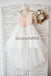 Cap Sleeves Ivory Lace Tulle Hi Low Wedding Party V Back Beading flower girl dresses, FG0125