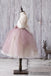 Newest Arrival Strap White Top Dusty Rose Tulle Cute Flower Girl Dresses, FG012