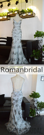 New Arrival Charming Floor-length Sequins Sexy V-neck Backless Spaghetti Strap Sleeveless Prom Dress, PD0419