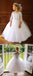 Newest Round Neck Lace 3/4 Sleeves Tulle Flower Girl Dresses, FG0138