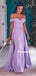 Sheath Off-shoulder Long Purple Prom Dresses With Split, PD0807