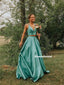 New Arrival Two-pieces V-neck Straps Long Satin Prom Dresses, PD0835