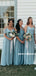 A-line Floor-length V-neck Sleeveless Long Chiffon Bridesmaid Dresses, BD0619