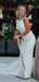 Sheath Betau Neck Backless Long Light Ivory Lace Wedding Dresses, WD0481