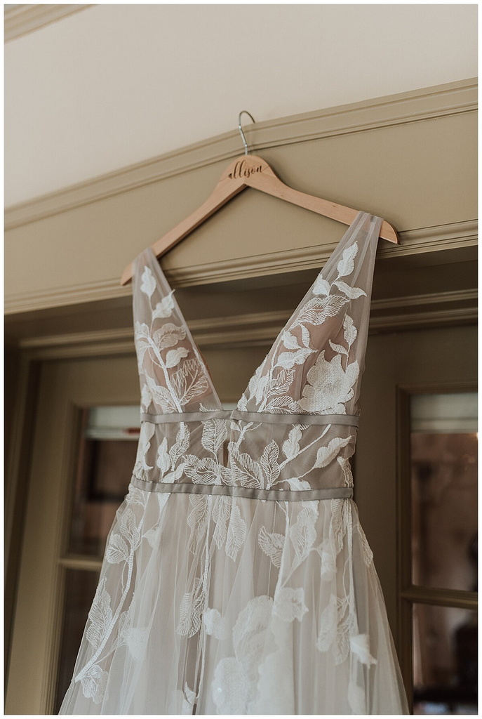 A-line V-neck Appliques Backless Long Tulle Wedding Dresses, WD0482
