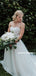 A-line Sweetheart Strapless Lace Top Beading Long Tulle Wedding Dresses, WD0484