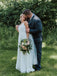 A-line Straps V-neck Sleeveless Beading Top Long Chiffon Wedding Dresses, WD0485