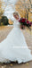 A-line Round-neck Long Sleeves Lace Appliques Wedding Dresses, WD0488