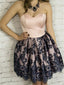 Sweetheart A-line Strapless Lace Applieques Pink Homecoming Dresses, HD0553