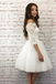 Off-shoulder Half Sleeves Lace Light Ivory Tulle Homecoming Dresses, HD0570