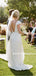 A-line Simple V-neck Backless Cap-sleeves Long Wedding Dresses With Train, WD0492