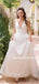 A-line Deep V-neck Sleeveless Simple Backless Long Wedding Dresses, WD0493