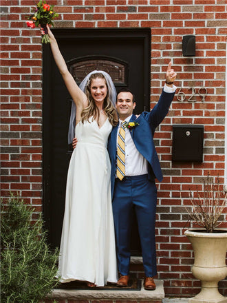 A-line V-neck Spaghetti Straps Backless Rhinestones Wedding Dresses, WD0496