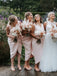 Sheath V-neck Sleeves Simple Short Bridesmaid Dresses With Split, BD0625