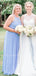 A-line Halter Sleeveless Open-back Long Chiffon Bridesmaid Dresses, BD0637