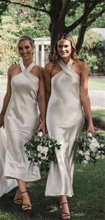Sheath Halter Sleeveless Simple Backless Short Bridesmaid Dresses, BD0639
