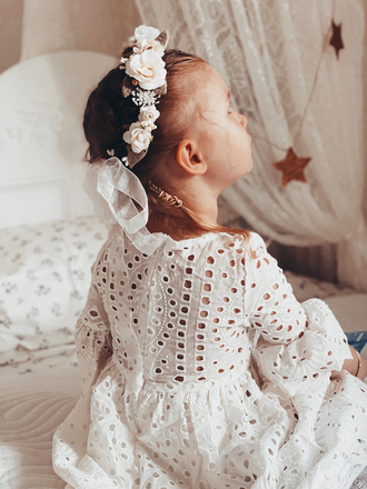 A-line Round Neck Long Sleeves Lace Flower Girl Dresses, FG0158