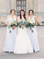 A-line Floor-length Straps Long Chiffon Bridesmaid Dresses, BD0606