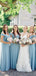 A-line Floor-length Off-shoulder Long Pleats Bridesmaid Dresses, BD0612