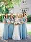 A-line Floor-length Off-shoulder Long Pleats Bridesmaid Dresses, BD0612