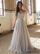 New A-line Floor-length Sexy Silver Spaghetti Straps Beaded Side Split long Prom Dress, PD0512