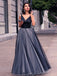 A-line V-neck Sleeveless Long Tulle Cheap Prom Dress, PD0628
