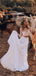 A-line Two-pieces Long Sleeves Lace Top Long Chiffon Wedding Dresses, WD0476