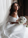Gergeous Off-shoulder Simple Satin Ball Gown Wedding Dresses With Appliques, WD0475