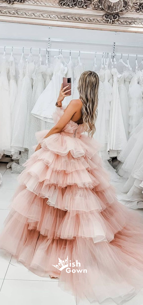 Pink Princess Thousand-layer Strapless Puffy Tulle Ball Gowns Prom Dre RomanBridal Pink Princess Thousand-layer Strapless Puffy Tulle Ball Gowns Prom Dre RomanBridal