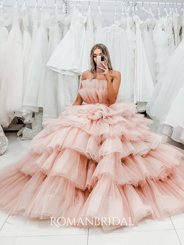 Pink Princess Thousand-layer Strapless Puffy Tulle Ball Gowns Prom Dre – RomanBridal Pink Princess Thousand-layer Strapless Puffy Tulle Ball Gowns Prom Dre – RomanBridal