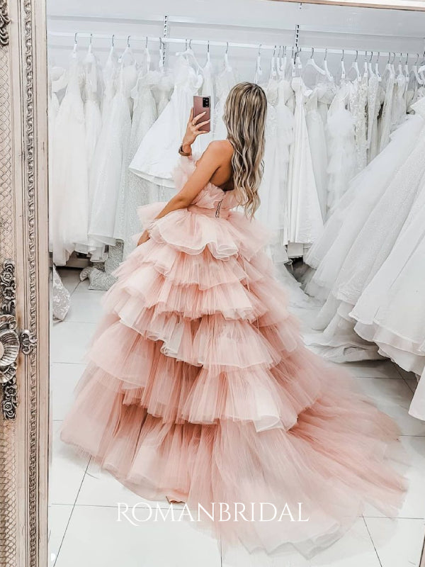 Pink Princess Thousand-layer Strapless Puffy Tulle Ball Gowns Prom Dre –  RomanBridal