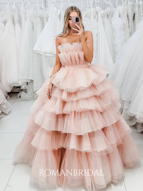 Pink Princess Thousand-layer Strapless Puffy Tulle Ball Gowns Prom Dre RomanBridal Pink Princess Thousand-layer Strapless Puffy Tulle Ball Gowns Prom Dre RomanBridal