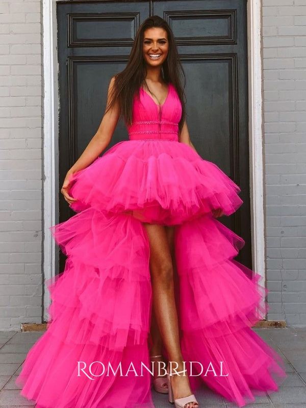 V-neck Multi Layer Net Yarn Cake Puffy Princess Dress Evening Gowns Pr RomanBridal V-neck Multi Layer Net Yarn Cake Puffy Princess Dress Evening Gowns Pr RomanBridal