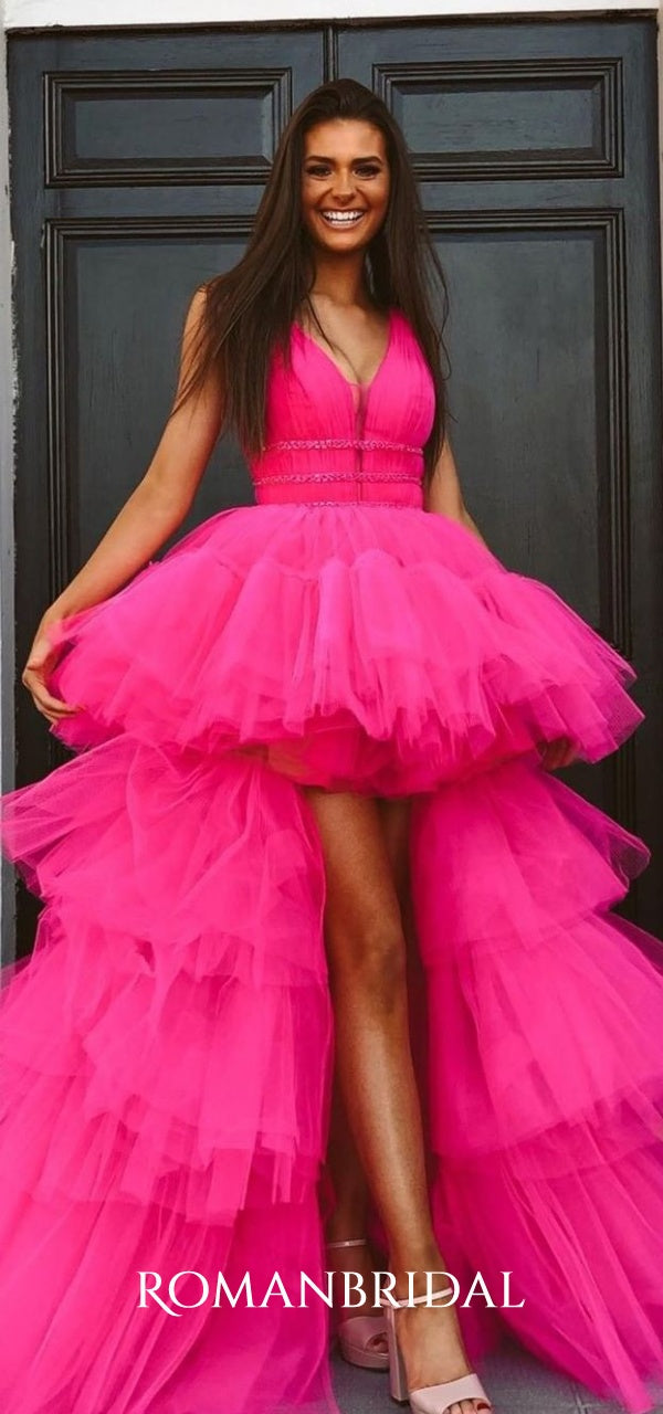 layered puffy dress Sunnypetal Purple Gradient Layered Puffy Tulle Dress Birthday Pageant Party Flower Girl Dresses